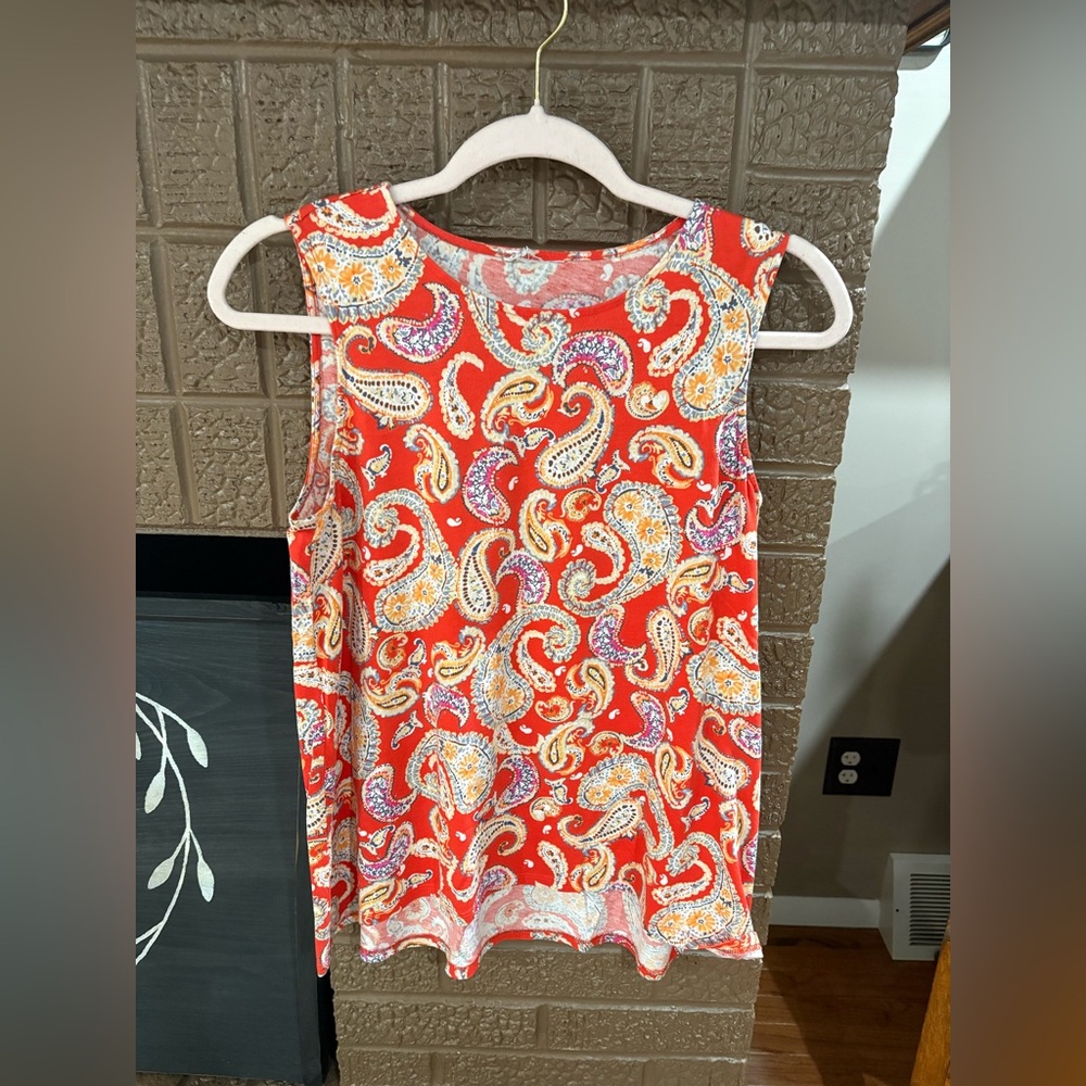 J. Jill Red Paisley Tank Top